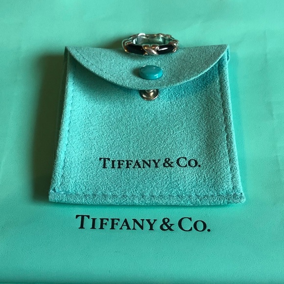 Tiffany Signature Stacking Black Enamel X Band—6.5 - Picture 4 of 8